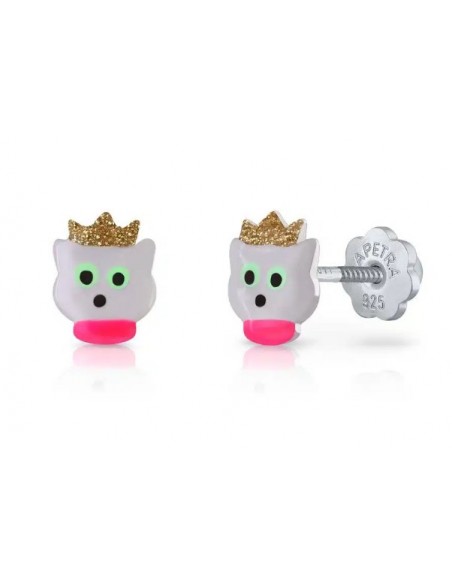 Pendientes gato corna rosca PLATA 1ª ley