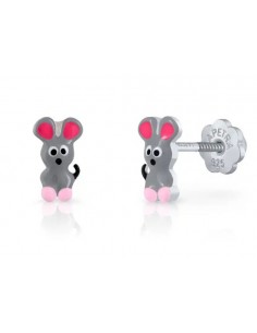 Pendientes mini ratón rosca PLATA 1ª ley