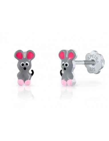 Pendientes mini ratón rosca PLATA 1ª ley