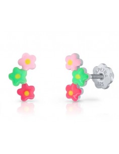 Pendientes trepador margarita verde PLATA 1ª ley