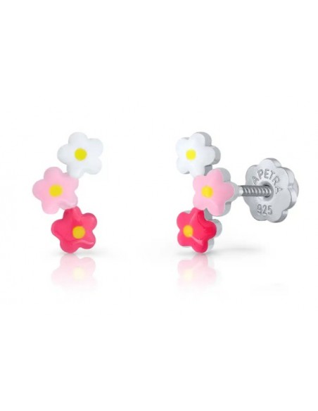 Pendientes trepador margarita blanca PLATA 1ª ley