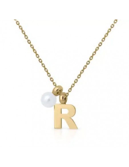 Gargantilla inicial + perla oro de 18k