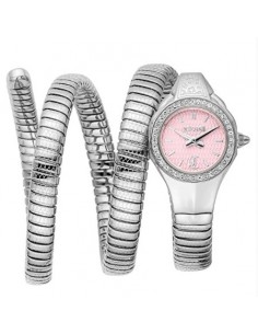 Reloj Just Cavalli serpiente plateado rosa