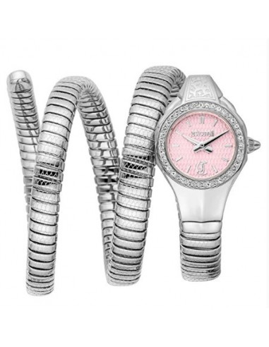 Reloj Just Cavalli serpiente plateado rosa
