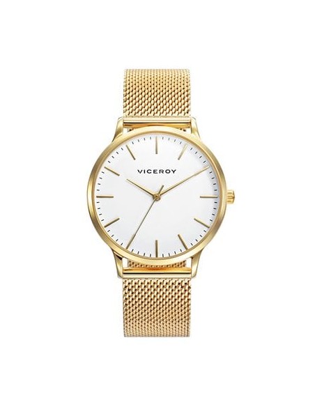 Reloj Viceroy dorado de mujer con correa milanesa y esfera blanca