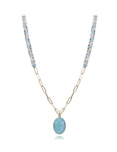 COLLAR ACERO IP DORADO PIEDRAS NAT SRA FSN