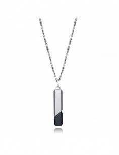 COLLAR ACERO E IP NEGRO PLACA SR FASHION