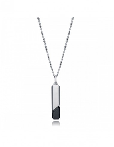 COLLAR ACERO E IP NEGRO PLACA SR FASHION