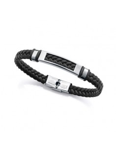 PULS ACERO PIEL Y SILICONA NEGRA SR FASHION