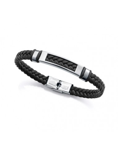 PULS ACERO PIEL Y SILICONA NEGRA SR FASHION