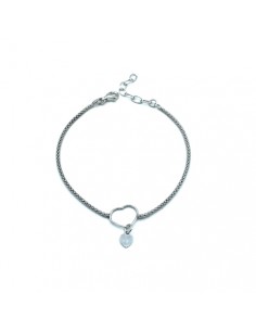 Pulsera de plata con corazón calado y colgante