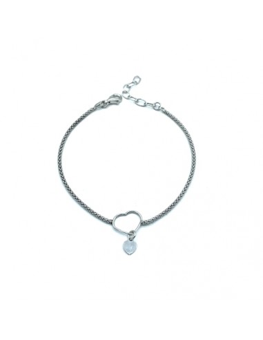 Pulsera de plata con corazón calado y colgante
