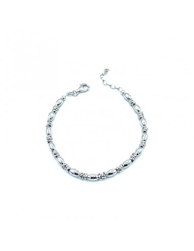 Pulsera de plata con eslabones ovalados decorados