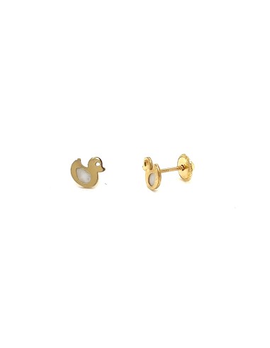 PENDIENTES PATO NACAR ROSCA ORO DE 18K