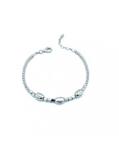 Pulsera de plata con bolitas y óvalos pulidos