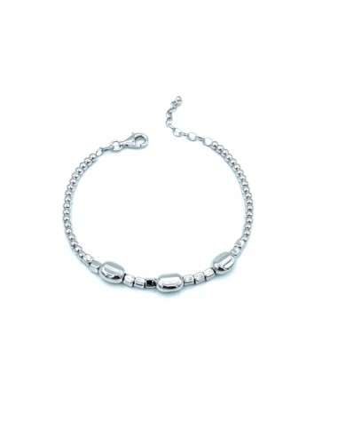 Pulsera de plata con bolitas y óvalos pulidos