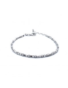 Pulsera de plata con bolitas facetadas y texturada