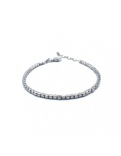 Pulsera de plata con bolitas cuadradas