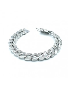 Pulsera de plata con eslabones ovalados diamantado