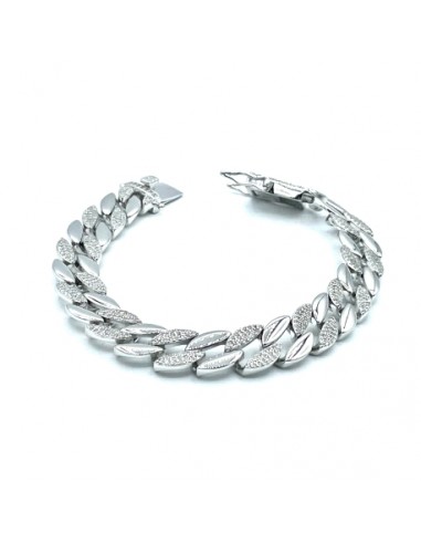 Pulsera de plata con eslabones ovalados diamantado
