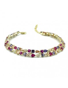 PULSERAS PLATA PIEDRAS COLOR BAÑO ORO