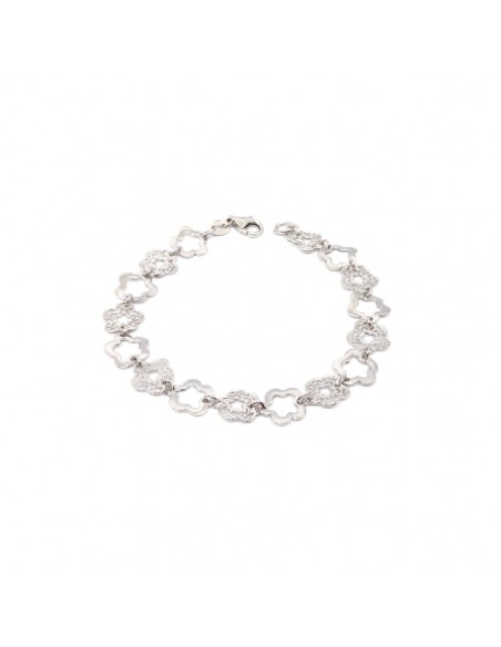Pulsera de plata con flores caladas