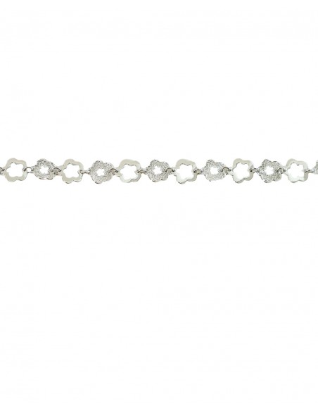 Pulsera de plata con flores caladas