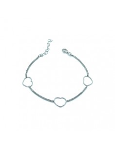 Pulsera de plata con corazones abiertos