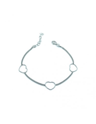 Pulsera de plata con corazones abiertos