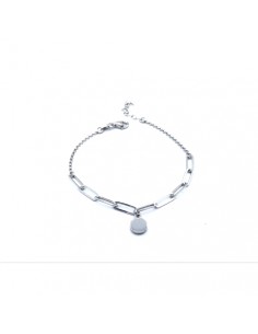 Pulsera de plata con eslabones y colgante circular