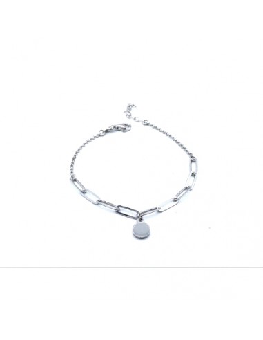 Pulsera de plata con eslabones y colgante circular