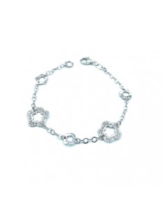 Pulsera de plata con flores caladas