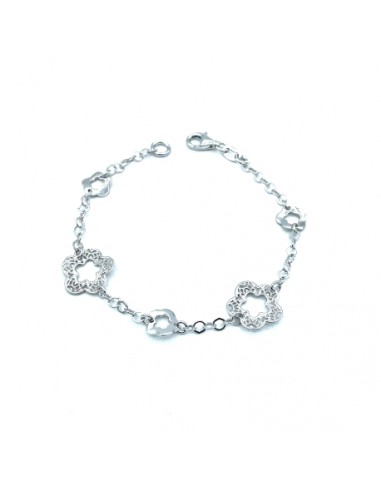 Pulsera de plata con flores caladas