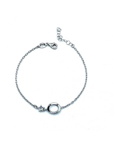 Pulsera de plata con estrella y círculo
