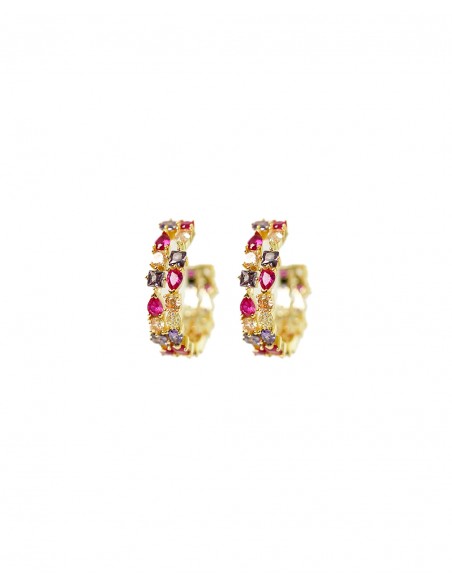 Pendientes de plata chapada con piedras multicolor