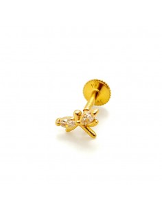 9k-  Piercing libélula en oro de 9k con circonitas
