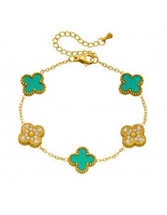 Pulsera Trébol  Acero y Circonitas 16+ 5cm 