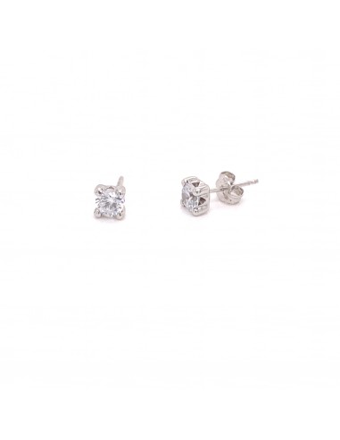 PENDIENTES SOLITARIO ORO BLANCO DE 18K