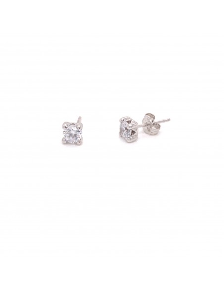 PENDIENTES SOLITARIO ORO BLANCO DE 18K