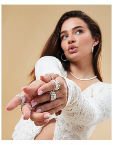 Anillo de acero chapado en plata 999