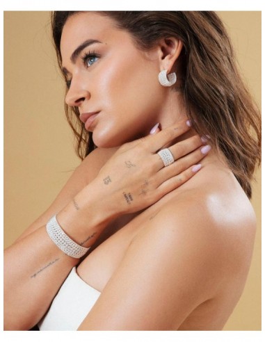 Anillo de acero chapado en plata 999