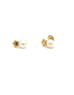 PENDIENTES STAR PERLA ROSCA ZN ORO DE 18K