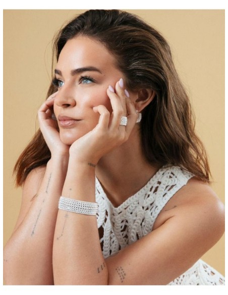 Pulsera de acero chapado en plata 999