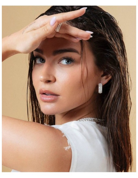 Pendientes de acero chapado en plata 999