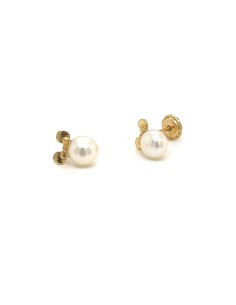 PENDIENTES MINNIE PERLA ROSCA ZN ORO DE 18K