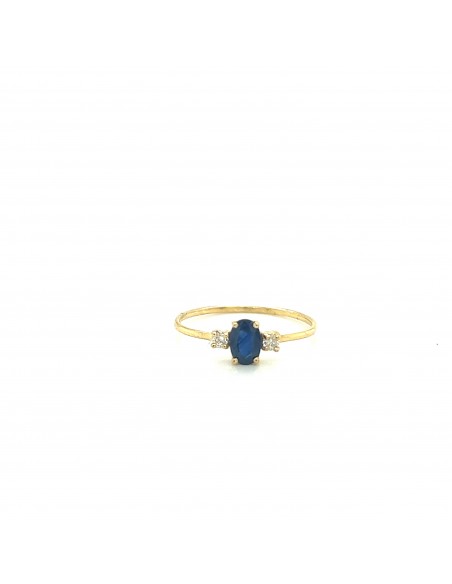 ANILLO ZAFIRO CON DOS ZN ORO DE 18K