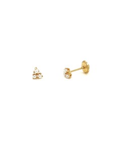 PENDIENTES TRES BOLITAS PERLA ROSCA ORO DE 18K