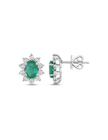 0,15ct- PENDIENTES DIAMANTES ESMERALDA ORO BL 18K