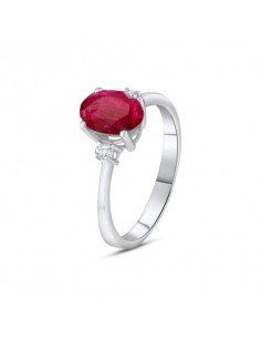 0,04ct- ANILLO DIAMANTES RUBÍ ORO BLANCO 18K