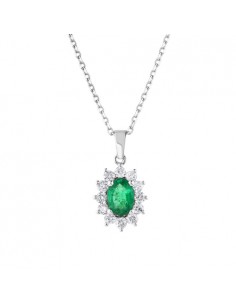 0,26ct- GARGANTILLA DIAMANTES ESMERALDA ORO 18K